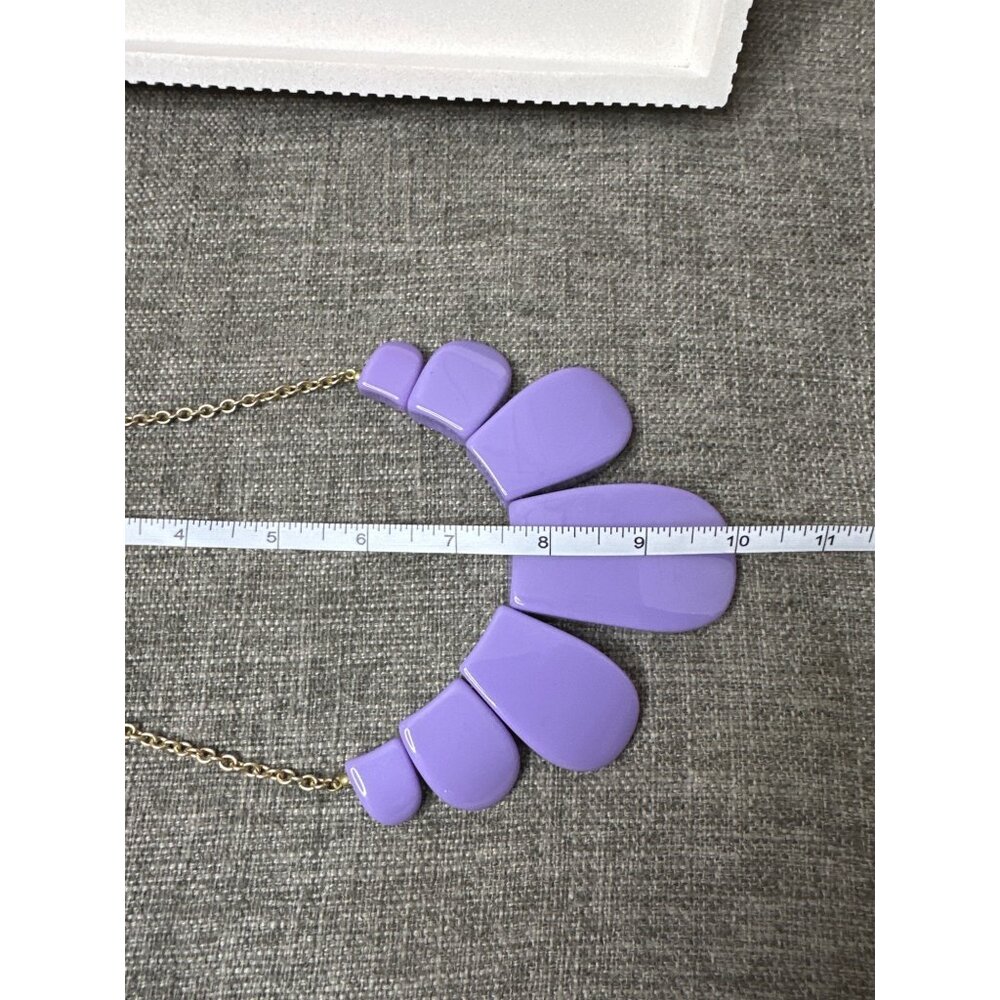 Purple Statement Necklace With Gold Tone Chain & Adjustable Clasp Women Fashion - Picture 4 of 4